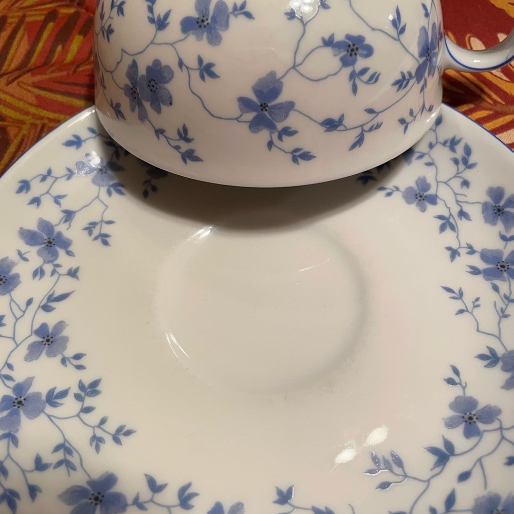 Set of 2 Vintage Arzberg Form 1382 Blue Blossoms 2 Cups & 2 Saucers - Picture 4 of 6